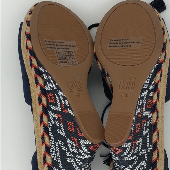 CAbi Navy Blue Isla Wedge Sandals Size 8.5 - Picture 3 of 4